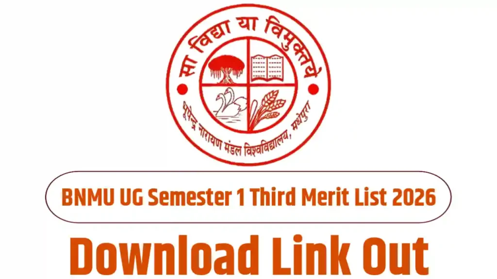 BNMU UG Semester 1 Third Merit List 2026