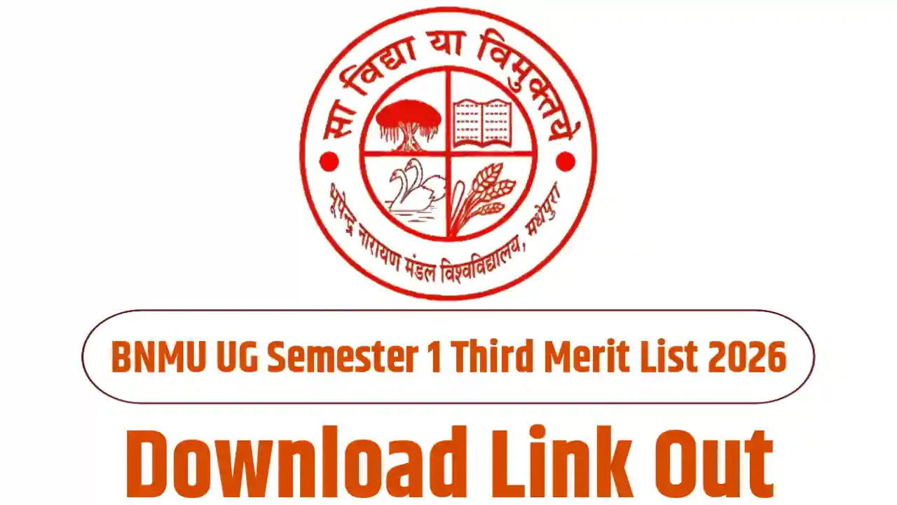 BNMU UG Semester 1 Third Merit List 2026